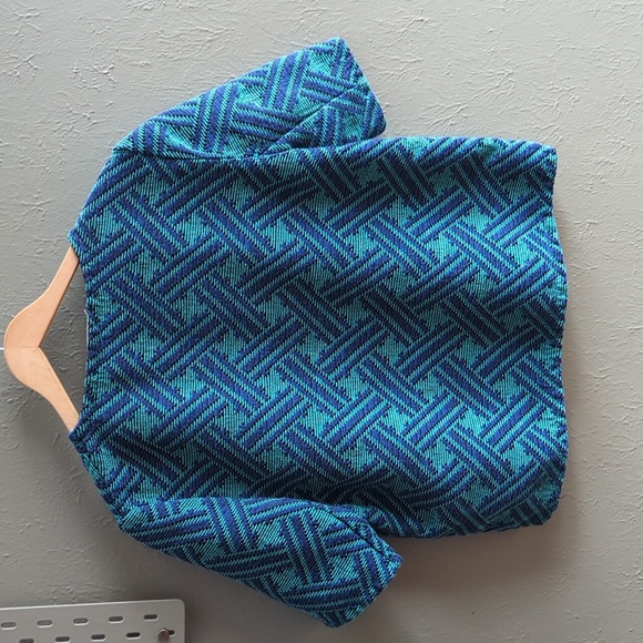 Louizon Woven Blue & Green Boxy Blazer - Picture 2 of 6